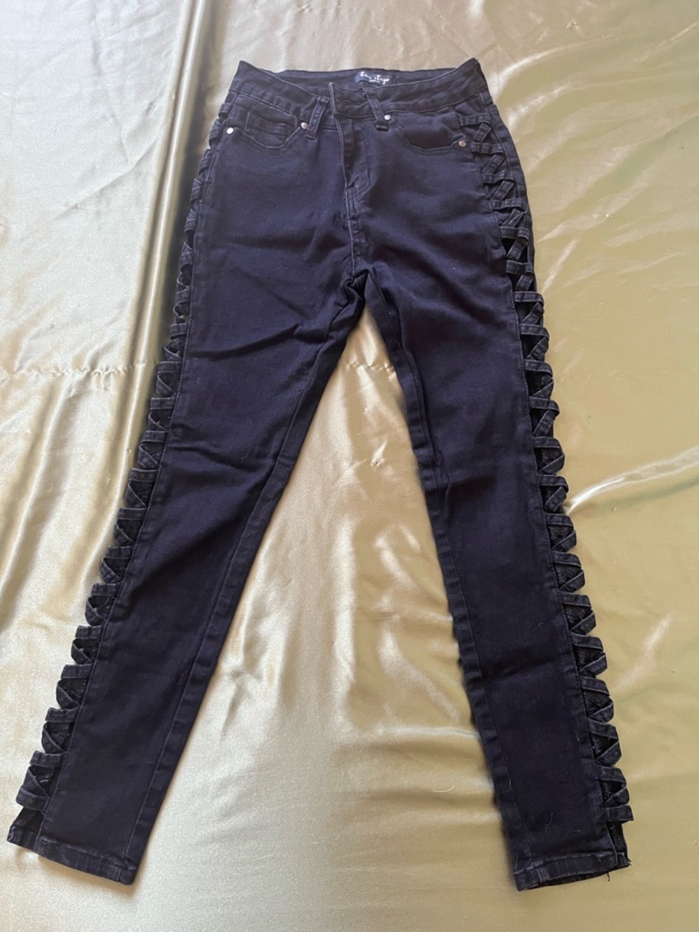 Black Skinny Jeans with Side cuts